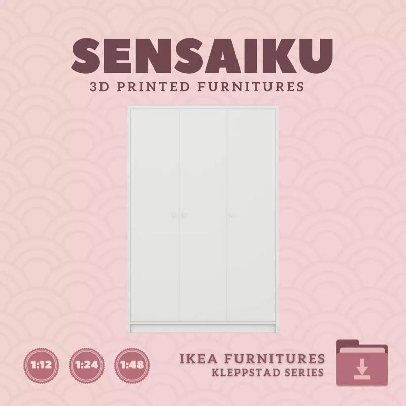 KLEPPSTAD Wardrobe with doors for Dollhouse IKEA 3D Print