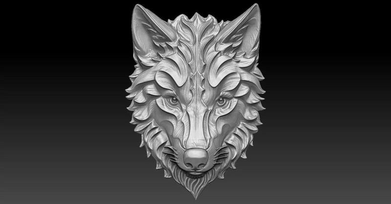 1 wolf head CNC Relief Model