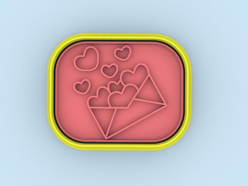 cortador de galletas sobre con corazones - cookie cutter envelope with hearts