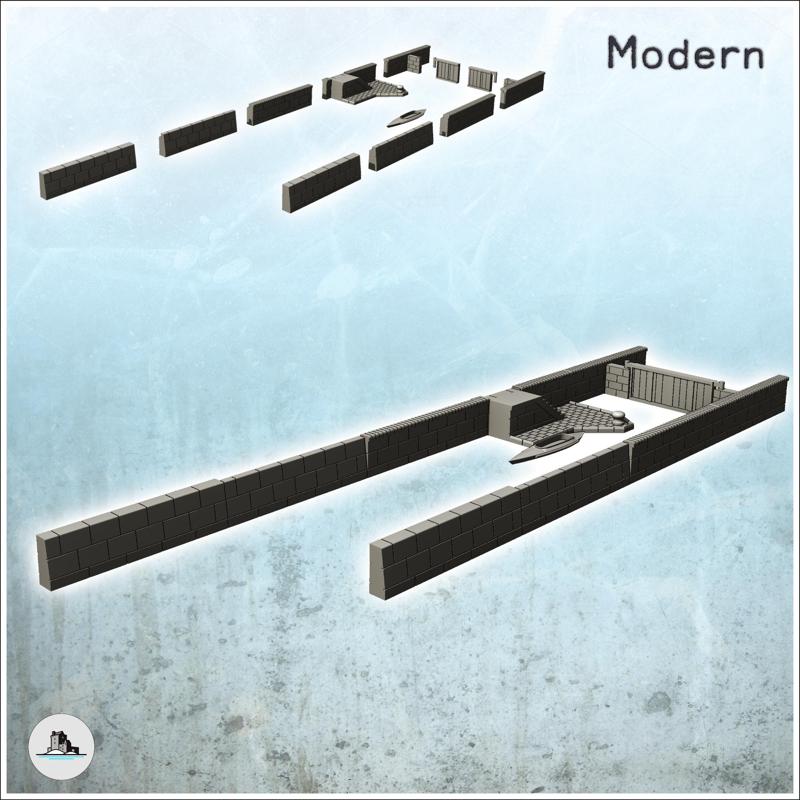 Set of brick river banks with lock and boat (25) - World War Two Second WWII Western campaign USA UK Germany