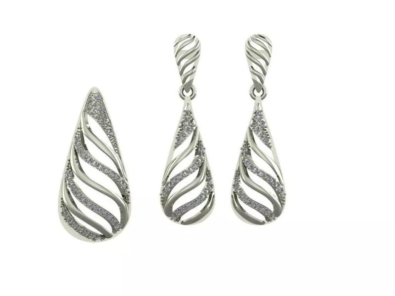 3D model pendant and earrings 06