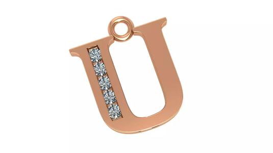 Alphabet Letter U Pendant Charm 3dm stl render details