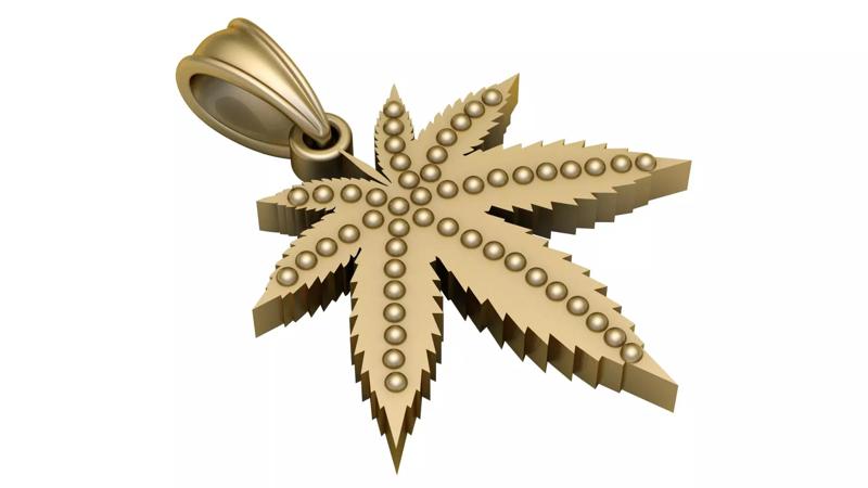 Gold Color Leaf  PANDANT 3D PRINTABLE MODAL