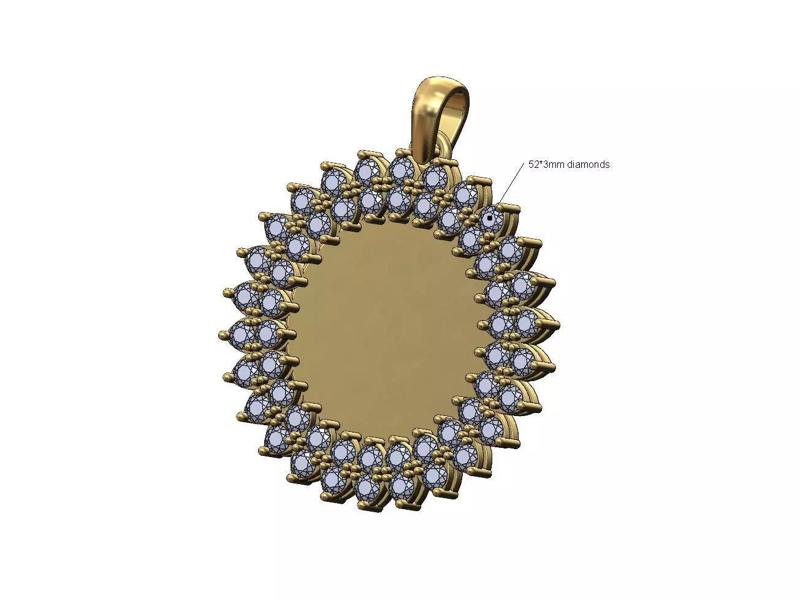 Engravable memory marquise diamond prong plate halo pendant