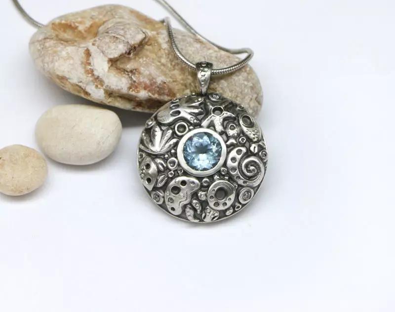 Pendant 3D model with a sea pattern - Jewelry design