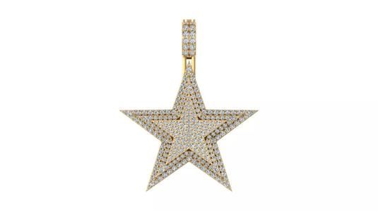 Five and Pointed Star Pave Diamond Pendan