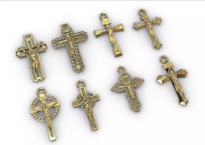 dijes- Colgantes paquete de 8 cristos -v-