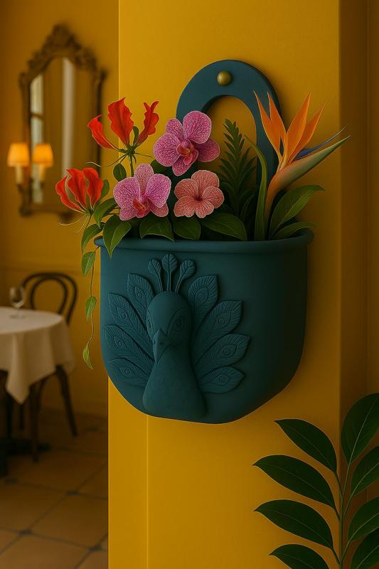 Peacock Bloom Wall Planter – STL 3D Printable Model