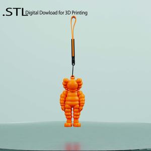 Personalized 3D Printed Kaws-Inspired Keychain .STL File, Digital Download for Custom Keychains, Unique Gift Idea