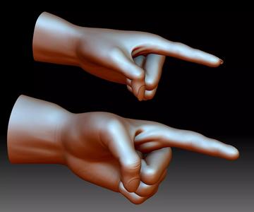 Hand point gesture STL file 3D printable model male female