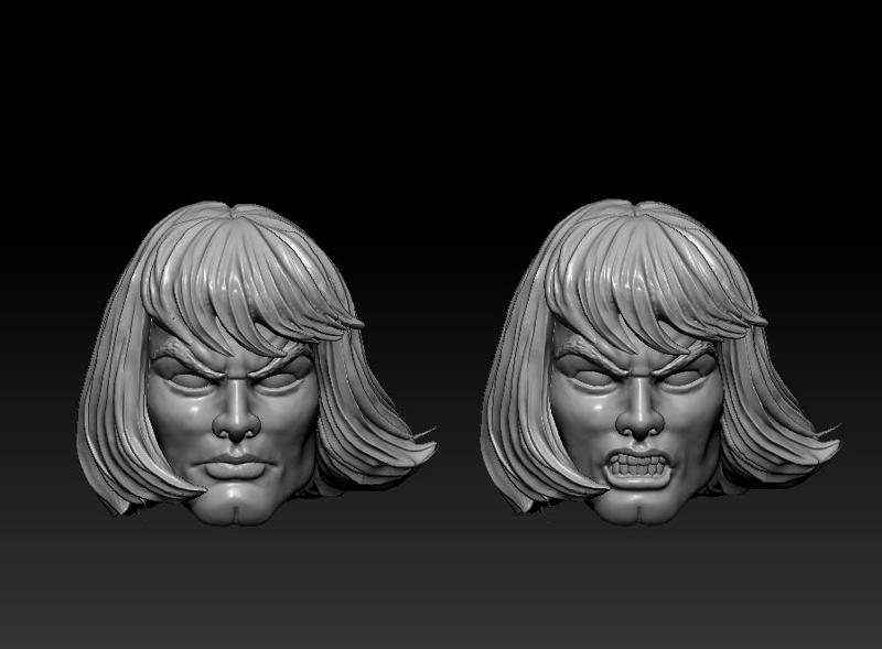 2 custom He-man Heads, filmation movie / motuc version