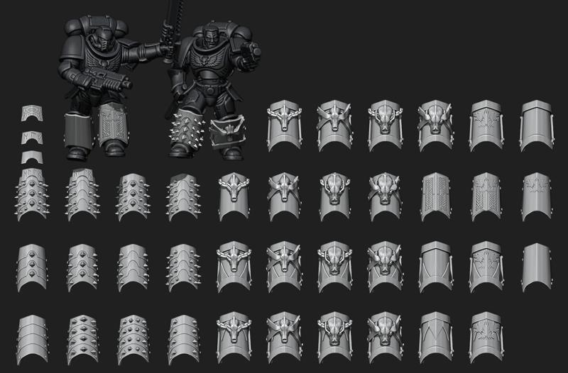 RUNIC SECOND-BORN SPACE WARRIOR SHINPADS - BIG AND BULKY - 78 VARIATIONS
