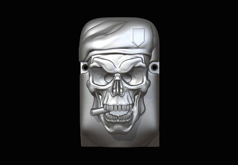 Custom ignition cover "Skull in beret" for Ural motorcycle