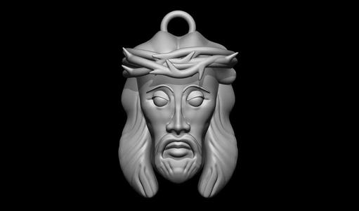 Jesus Head Pendant 3D Printable Model