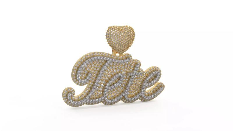 Model 1111 Tete Name-Logo Iced Out Diamond Hip Hop Pendant