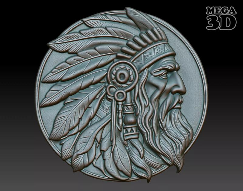 Native American Patriarch basrelief 06 240918