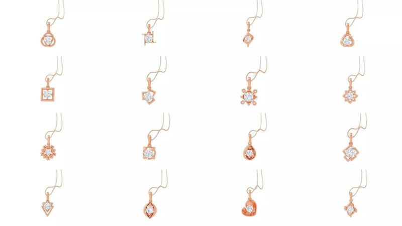 17 Light Solitaire Pendant Earrings Set 3dm stl obj mtl gltf glb 3D Model Collection
