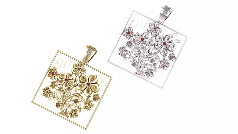 Squar Flower Pendant 3D Printable ModeL