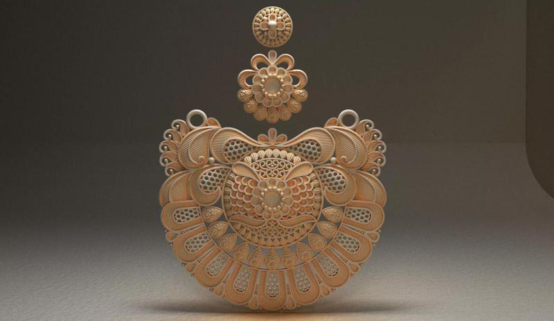 Pendent ornately carved wooden pendant