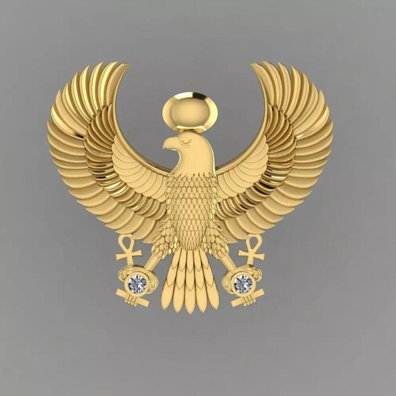 Egyptian Protection Eagle Eye of Horus Wadjet Ankh Fine Pendant