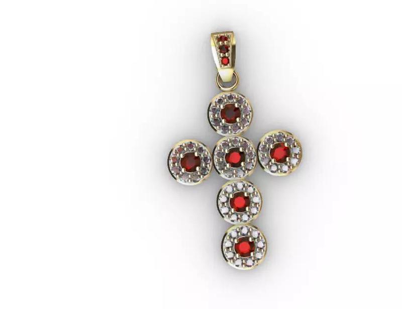 dijes- Colgante cruz redonda -v-