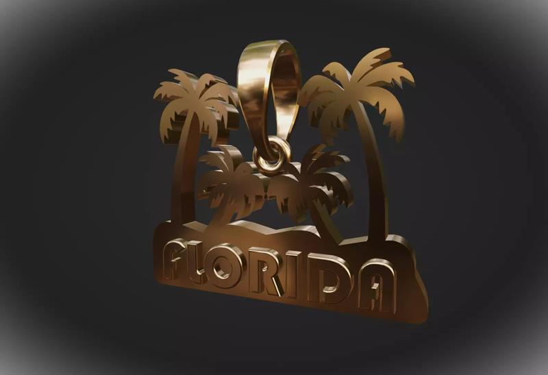 gold florida palm tree pendant