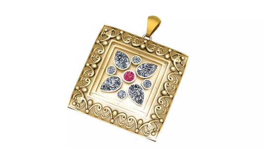 BYZANTINE SQUARE PENDANT 3D PRINTABLE MODEL