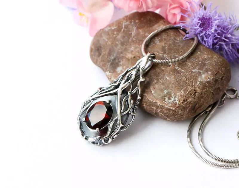 Pendant 3D model with an oval stone - Printable jewelry model