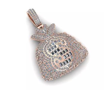 Money bag pendant Full Diamond