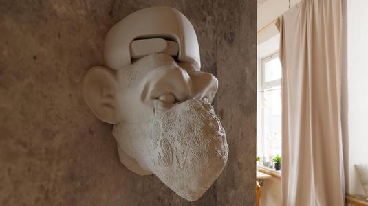 Monkey head wall mount, NFT crypto monkey