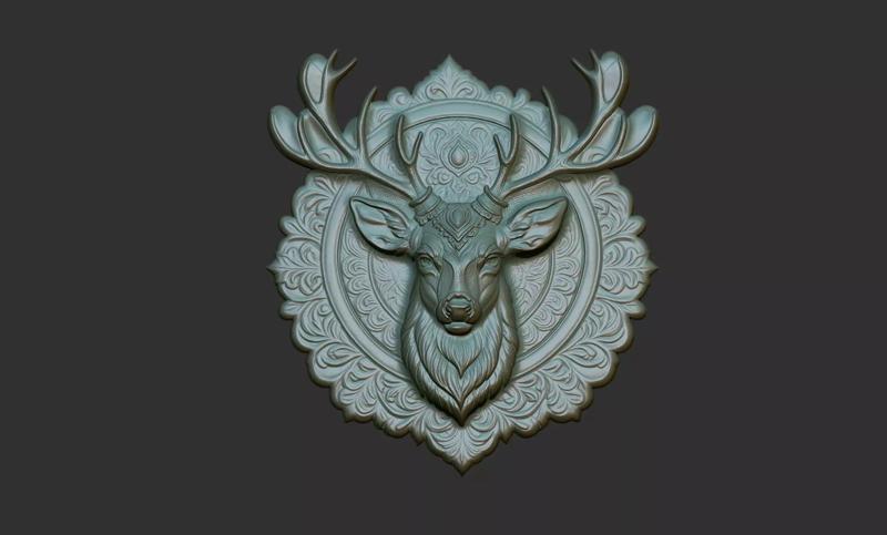 Deer Pendant Bas Relief 01