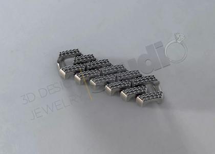 Luxury cuban chainlink 3d model with gems