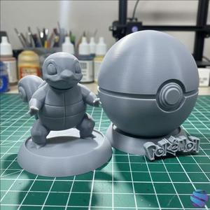 Squirtle and Pokeball Print Model STL - Multi-Part  Set