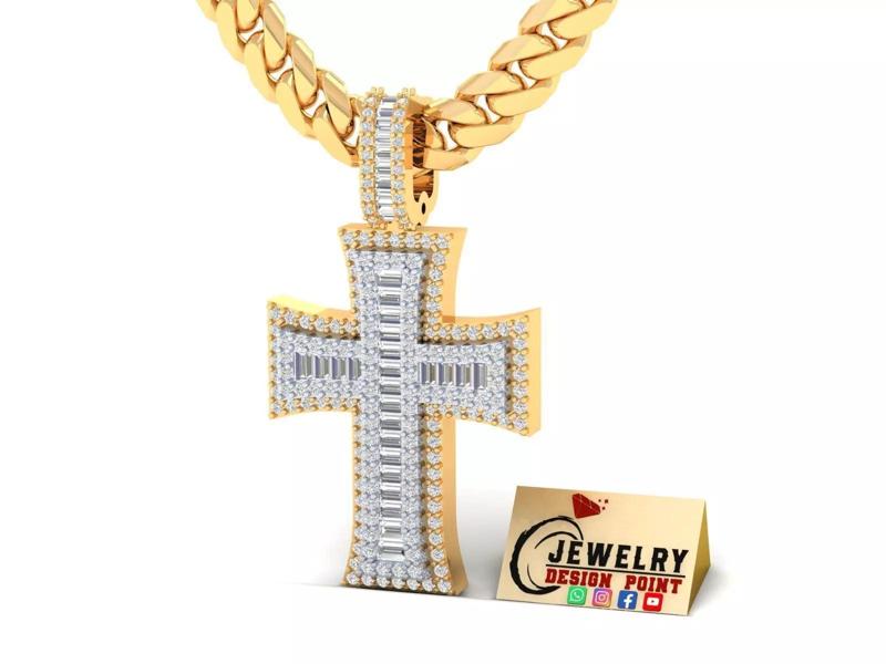 Custom Crusader Cross Diamond Pendant - Cruz Bizantina Necklace