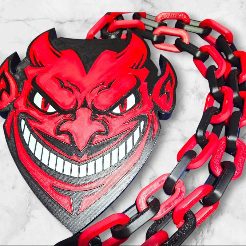 Halloween Devil Man Big Emblem with Chain Links