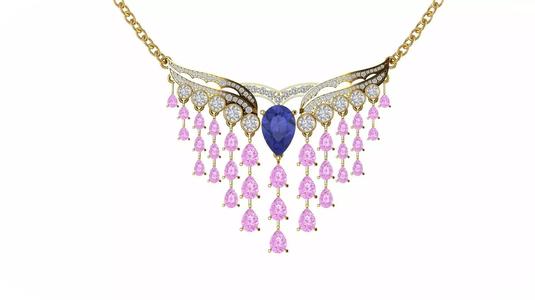 Pear Gemstone Diamond Necklace Mangalsutra Design File