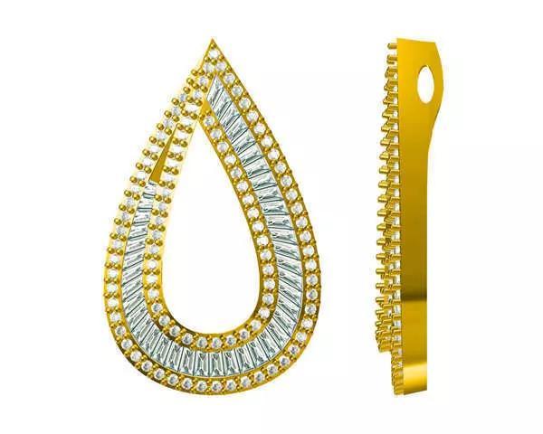 JCD Format Minimalist drop shape with baguette cut pendant