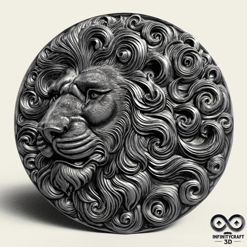 Majestic Lion Head No2 – Premium 3D Printable & CNC Relief