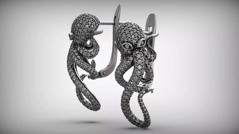 Ocean Octopus Diamond Earrings