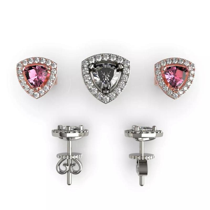 Halo Trillion Diamond Stud Earrings
