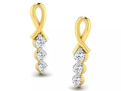 Gold Diamond Women Earring 3D print Model