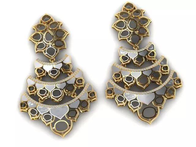 Polki Meena Long Earrings