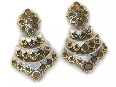 Polki Meena Long Earrings