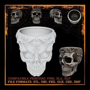 Gothic Ornamental Skull – 3D Printable Multi-Purpose Flower Pot & Pen Holder Model