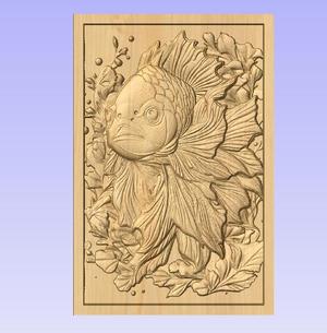 Ornamental Goldfish Relief STL – Elegant CNC Wood Carving File for Nature-Inspired Wall Art