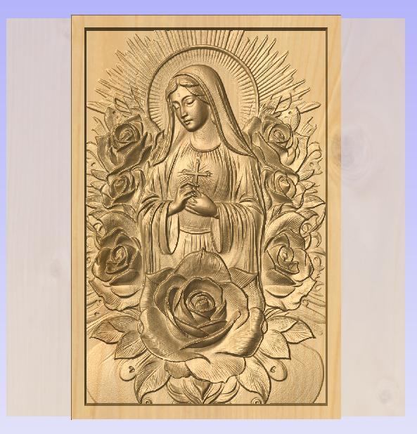 Virgin Mary Praying – 3D Relief STL for CNC & Laser Engraving