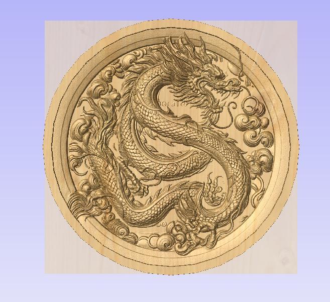Celestial Dragon Emblem – 3D Round Relief STL for CNC Carving