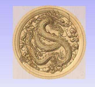 Celestial Dragon Emblem – 3D Round Relief STL for CNC Carving