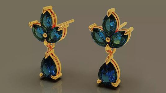 prong set marquise and pear shape diamond stud earring