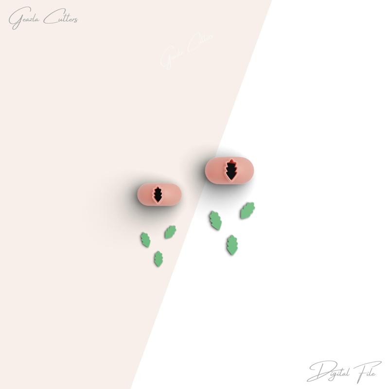 Oak Leaf Micro Clay Cutter, Fall Polymer Clay Cutter, Tiny Clay Cutter, 2 Sizes Included, Digital STL File, No: 48